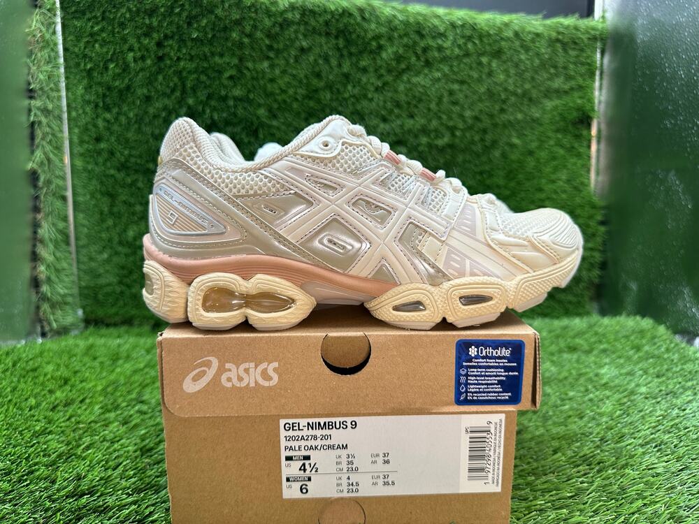Asics Gel-Nimbus 9 1202A278-201 Athletic Sneaker Women's 6 Beige Mesh Running